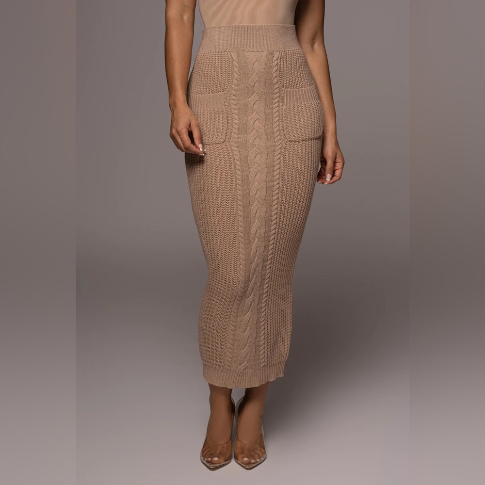 JLUXLABEL Tan Cable Sweater Skirt